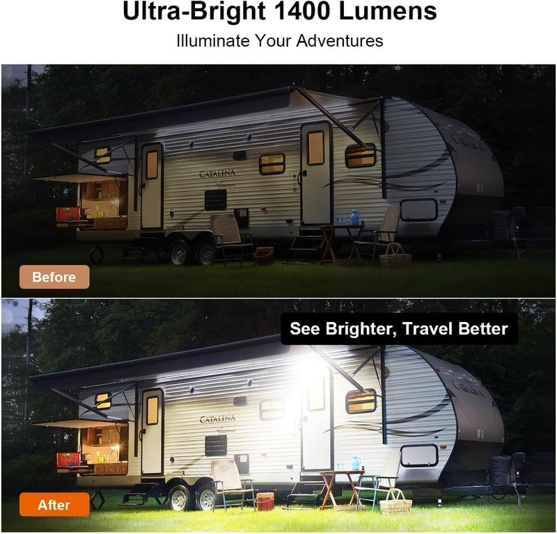 Safoner Aluminum RV LED Porch Light- Dual Color Switchable White & Amber, 1400LM Bright Outdoor Light, IP67 Waterproof 12-30V DC, for Campers, Trailers, Motorhomes (White Housing)- 1 Pack - Image 2